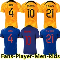 2022 Paesi Bassi Memphis Soccer Jersey de Jong Holland de Ligt Wijnaldum van Dijk 22 23 Shirt Player da calcio uomini Kit Dumfries Maillot Camiseta Camisa Futebol