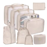 Storage Bags 9 Pieces Set Travel Organizer Suitcase Packing Cases Portable Luggage Clothes Shoe Tidy Pouch