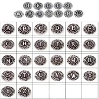 Whole 26pcs Lots initial A-Z Alphabet letter Metal Alloy 18MM Ginger snap Buttons for Snap Chunk Charm Button Bracelet DIY Sna173V
