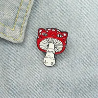 Mini Red Mushroom Frog Cowboy Brooch Alloy Paint Smiling Face Collar Pins Women Girls Backpack Clothes Badge Fashion Accessories W2405