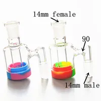 Mini Ash Catcher with 10ml Silicone Container Smoking Accessories 14mm-14mm Glass Reclaim Catchers Adapter for Bong Water Pipe Oil322L