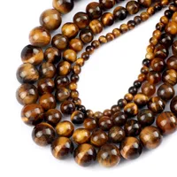 Beads Trendy Natural Stone Tiger Eye Round Loose Spacer Handmade Health Balance Healing Soul Bracelet Necklace DIY Jewelry