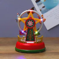 Christmas Decorations Merry-go-round Ferris Wheel Music Boxes With LED Light Baby Room Decoration Unisex Luminous Carousel Birthday Gift