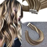 Remy Tape in Hair Extensions Light Brown Piano Bleach Blonde Skin Trade invisible 20pcs 16-24 pouces