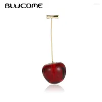 Brooches Blucome Vivid Cherry Fruit Enamel Gift For Women Men Clothes Scarf Suit Lapel Pin Clip Lovely Banquet Badge Corsage