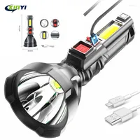 Lighting Style Mini Portable Lamp With Built-in Battery USB Rechargeable 4Mode COB LED Torch Light For Camping