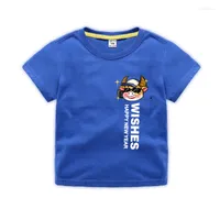 Shirts 2022 Summer Chinese Style Trend Kids Clothes Cotton Cartoon Cow O-Neck Printing Letters Short Sleeves Boy T-Shirts