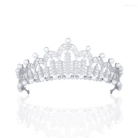 Hair Clips 5A Cubic Zirconia Princess Tiara Pearls Tiaras For Bride Prom Party Head Accessories TR00168