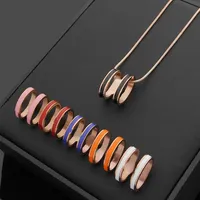 316L Titanium steel pendant snake necklace with enamel H shape in many colors 50cm length jewelry275J