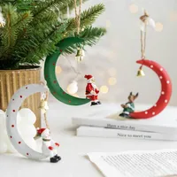 Christmas Decorations 80%Adorable Moon Shape Hanging Decor Beautiful Exquisite Resin Pendant For Home