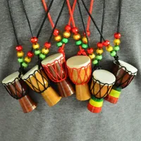 Pendant Necklaces 5pcs Mini Jambe Drummer Individuality Djembe Percussion Musical Instrument Necklace African Hand Drum Toy259e