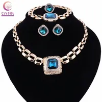 Wedding Party Accessories Crystal Gem Jewelry Sets For Women African Beads Necklace Bracelet Earrings Ring Set Christmas Gift243s
