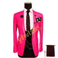 Men Suits One Button Groom Tuxedos Notch Lapel Groomsmen Wedding Prom Dinner Man Blazer Jacket Pants TTwo Buttonsie Vest w739