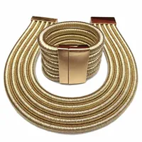 Boho Collar Necklace Jewelry Sets Fashion Magnetism Button Multilayer Choker Necklaces Bracelets Set Women Bijoux270h