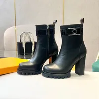 Classic Simple Fashion Women Boots Chunky Heel Round Toe Super High Heel Ankle Boot