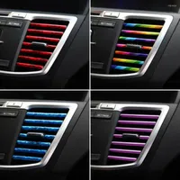 Interior Decorations 10Pcs Car Accessories Auto Colorful Air Conditioner Outlet Conditioning Decoration Decorative Strip DIY Styling