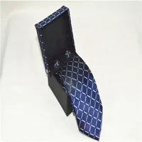 2022 MENS LUXE NECTIE SET DAMIER GEWICHTS TIES PRAID Designer Tie Silk Tie met doos Zwart Blauw Wit Q3VK#2602