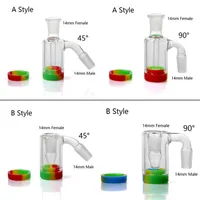 New 14mm 18mm Glass Ash Catcher With 10ML Silicone Container Reclaimer Male Female Ashcatchers For Quartz Banger Glass Water Bongs203Q