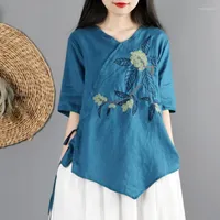 Ethnic Clothing Summer Chinese Style Women Clothes 2022 Cheongsam Top Traditional Shirt Blouse Cotton Linen Hanfu Ladies 12780