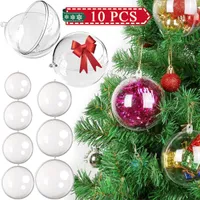 Christmas Decorations 10 Pcs Clear Fillable Plastic Ball Acrylic Craft Christmas Tree Ornaments Ball DIY Hanging Gift Boxes Wedding Party Garden Decor G220924