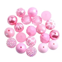 Synthetic Quartz Kwoi vita AM-04 Pink Color Custom Design Mix Acrylic beads for Kids Chunky beaded Necklace Jewelry 20mm 50pcs A lot 220923