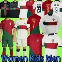 Portugal Soccer Jerseys 2022 Men Set Kids Kit Women Player Versoin Pepe Joao Felix 2023 Football Shirts Portugieser Bernardo Portuguese 23 23 Portuguesa Long Sleeve