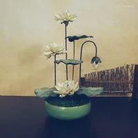 Simulaci￳n de flores decorativas Lotus Lotus Estilo chino Tabla de t￩ de jard￭n Zen La decoraci￳n de escritorio artificial de alta calidad