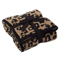 Leopard Knitted Blanket Shawl Soft Jacquard Plush Fleece Sofa Blankets Autumn Women Wool Throw Scarf Rug215p