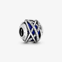 100% 925 Sterling Silver Blue Galaxy Charms Fit Original European Charm Bracelet Fashion Women Wedding Engagement Jewelry Accessor226D