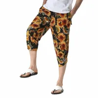 men Harajuku Harem Pants 2021 Mens Summer Cotton Linen Joggers Male Vintage Chinese Style Sweatpants Fashions Men's x9TS#