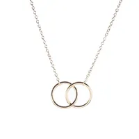 Double Circle Simple Geometric Necklace Gold Silver Double Ring Alloy Pendant Stainless Steel Ladies Jewelry Gift307W