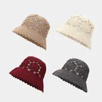 Berets 2022 Cotton Solid Color Flower Bucket Hat Outdoor Travel Sun Cap For Women 129