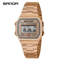 Wristwatches SANDA Rose Gold Sport Watches Women Luxury Golden LED Electronic Digital Watch Waterproof Ladies Clock Female Gift