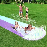 Neue aufblasbare Wasserrutsche Doppel Rennfahrer Pool Kinder Sommerpark Hinterhof spielen Spaß im Freien Splash Slide Wave Rider2767