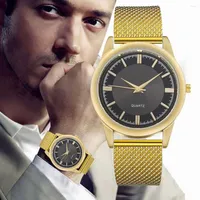 Wristwatches Men's Business Stainless Steel Mesh Belt Watch Simple Dial Quartz Round Dials Top Brand Orologio Da Uomo#2