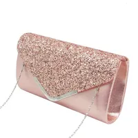 Party Envelope Design Chain Luxury Shoulder Handbag Fashion Shiny Diamond Synthetic Leather Clutch Bag Women251U