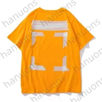 Off Men's T-shirts Summer New Couple Short Yellow Tape Printing Loose Round Neck Bottom Shirt Half Sleeve T-shirt Printed Letter x on the Back Print