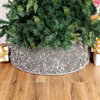 Christmas Decorations Tree Skirts Sparkly Skirt Fabric Carpet Round Gold Sequin Mats Beautiful Pography