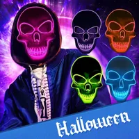 10 Cores Halloween Horror Led Máscara Máscara Flull Fria Máscaras brilhantes de dança Glow in the Dark Festival Máscara assustadora para homens