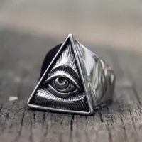 Mens masoński pierścień ze stali nierdzewnej Illuminati Trójkąt Eye of Providence Biker Pierścienie punkowe biżuterię murową244n