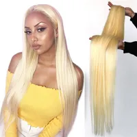 Hair Bulks 613 Blonde Straight Bundles 3 4 pcs Brazilian Weave 30 32 34 36 38 40 Inch Long 220924