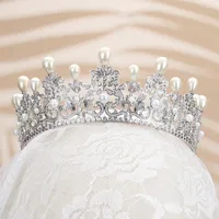 Hair Clips TIRIM Pearl Cubic Zircon Crown Headband Women Tiaras Wedding Jewelry Bride Accessories Headwear Bridal