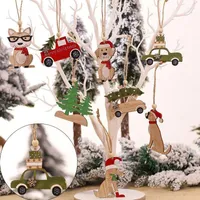 Christmas Decorations Drop Ornaments Gift Xmas Year For Home Kids Toys Car Tree Painted Colorful Pendant WoodenChristmas