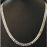 Men's Shiny 7mm Flat Curb Miami Cuban Chain Solid 925 Silver ITALY MADE2507