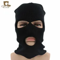 Other Fashion Accessories Winter Men's and Women's Three Hole Wool Knitted Mask Windproof Ear Protection Baotou Hat Ski Long Tube G676