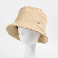 Berets High Quality Women Bucket Hat Casual Solid Flat Sun Protection Bob Hats Summer Panama Beach Fishing Cap