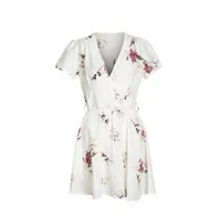 casual Dresses Womens Boho Floral Chiffon Summer Party Evening Beach Short Mini Dress V Neck Ladies Sundress t8me#