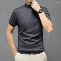 メンズTシャツReable Fiber Turtleneck Shirt Men Shimtraeve Ultra Soft Tshirt Man Slim Fit Solid Color Autunt Brown White Tops Tee