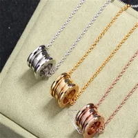Titanium steel spring necklace 18K rose gold small waist clavicular chain pendant2179