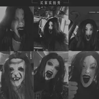 Feestmaskers Halloween Haunted Room ontsnappen enge geest Sadako Ghost Volledig gezichtsmasker met een pruikhoofd